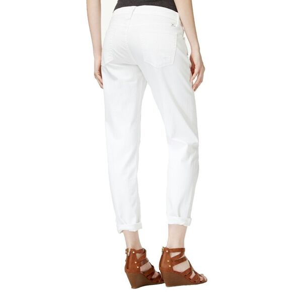 New! LUCKY BRAND Women's Distressed Boyfriend Jeans Denim White Mid-Rise Cropped - Picture 8 of 8